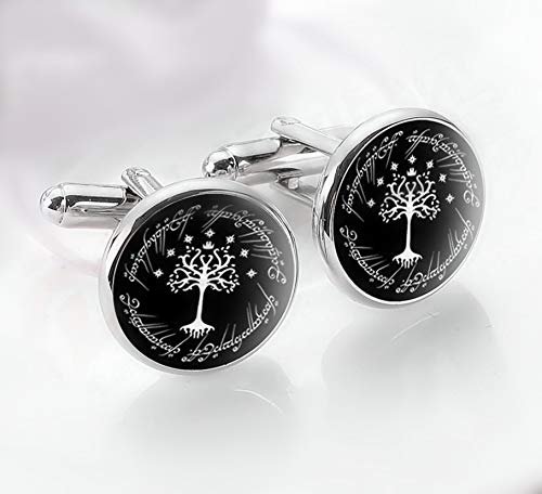 Kooer Cufflinks For Men, White Tree Cufflinks Wedding Christmas Tree of Life Cuff Links Gift For Men Father Dad Husband