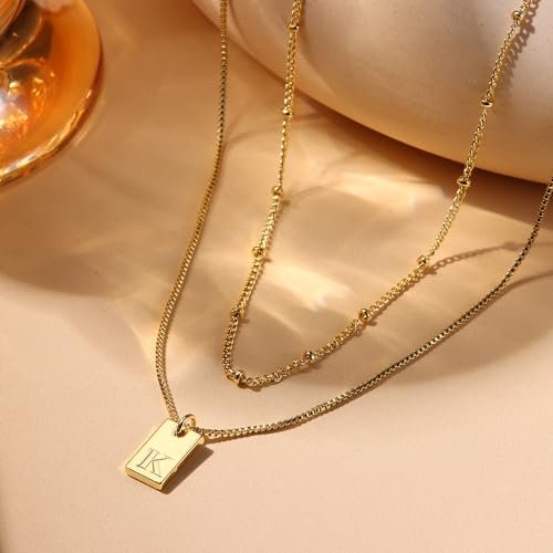 Krfy Cursive Gold Initial Pendant Necklace Iced Out Miami Cuban Link Chain for Women 18K Gold Plated Alphabet Letter Pendant Choker Hip Hop Chain Trendy Rapper Jewelry