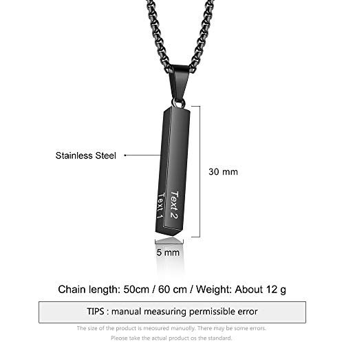 Lam Hub Fong Necklace for Men Custom Valentines Day Gifts for Him Men Black Gold Silver Name Bar Necklace Initial Cross Necklace Gifts for Father Dad Brother
