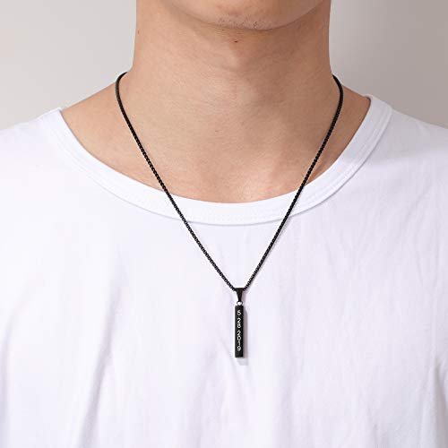 Lam Hub Fong Necklace for Men Custom Valentines Day Gifts for Him Men Black Gold Silver Name Bar Necklace Initial Cross Necklace Gifts for Father Dad Brother