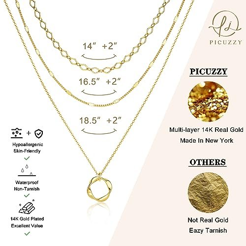 Layered Gold Necklaces for Women, Stackable Dainty 14K Real Gold Plated/Silver Chain Necklace Layering Beach Cute Fashion Pendant Choker Necklaces Trendy Jewelry Set Gifts for...