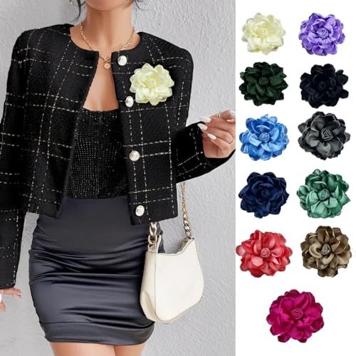 Lightweight Fabric Rose Flower Large Brooch Dual Purpose Brooch Hairpin Elegant Handmade Flower Brooches Pin for Women Dress Suit Ceremony Delicate Accessories Jewelry Special...