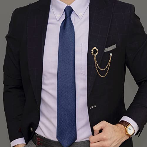 LOLIAS 4PCS Gem Brooch Lapel Pin Chain for Men Suit Tassel Collar Chains for Shirts Badge Hanging Chains Tuxedo Accessories Colorful Hat Scarf Tie Pins for Women Men Father's...