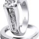 MABELLA 925 Sterling Silver Cubic Zirconia Princess Cut Women's Wedding Engagement Bridal Ring Set