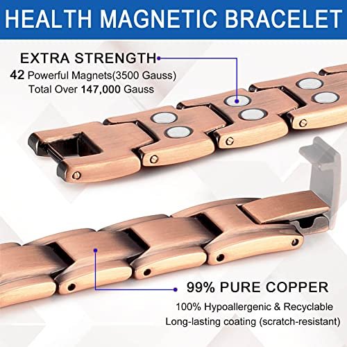 MagVIVACE Men Copper Magnetic Anklet, Pure Copper Ankle Bracelet with 3500 Gauss Magnet