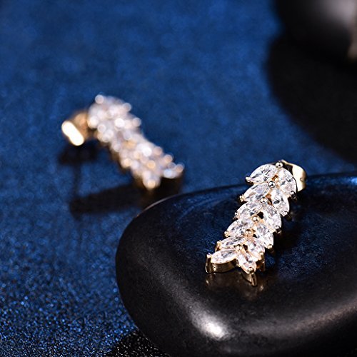 MASOP Luxury Marquise Cluster Leaf Shape Crystal Jewelry Set for Women Bracelets/Earrings/Necklace Gold