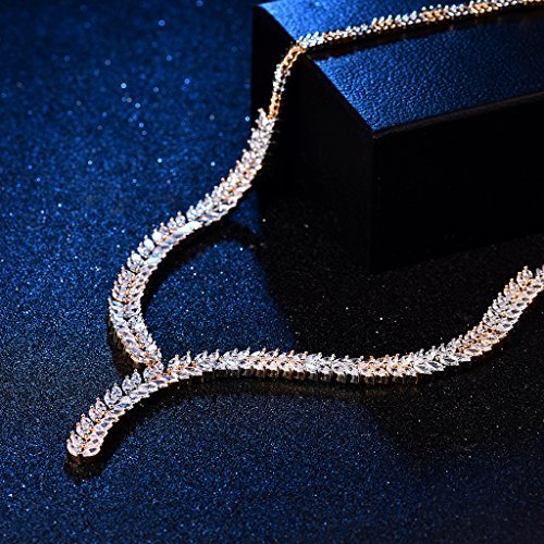 MASOP Luxury Marquise Cluster Leaf Shape Crystal Jewelry Set for Women Bracelets/Earrings/Necklace Gold