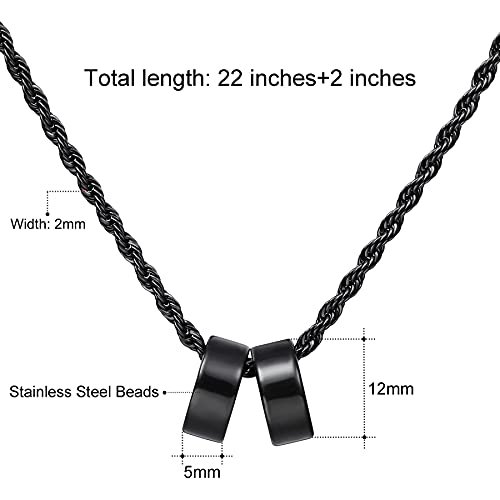 MeMeDIY Personalized Necklace 2/3/4/5/6 Charm Beads Custom Engraving Initial Name Date for Men Women Boyfriend Girlfriend Stainless Steel Adjustable Chain anniversary...