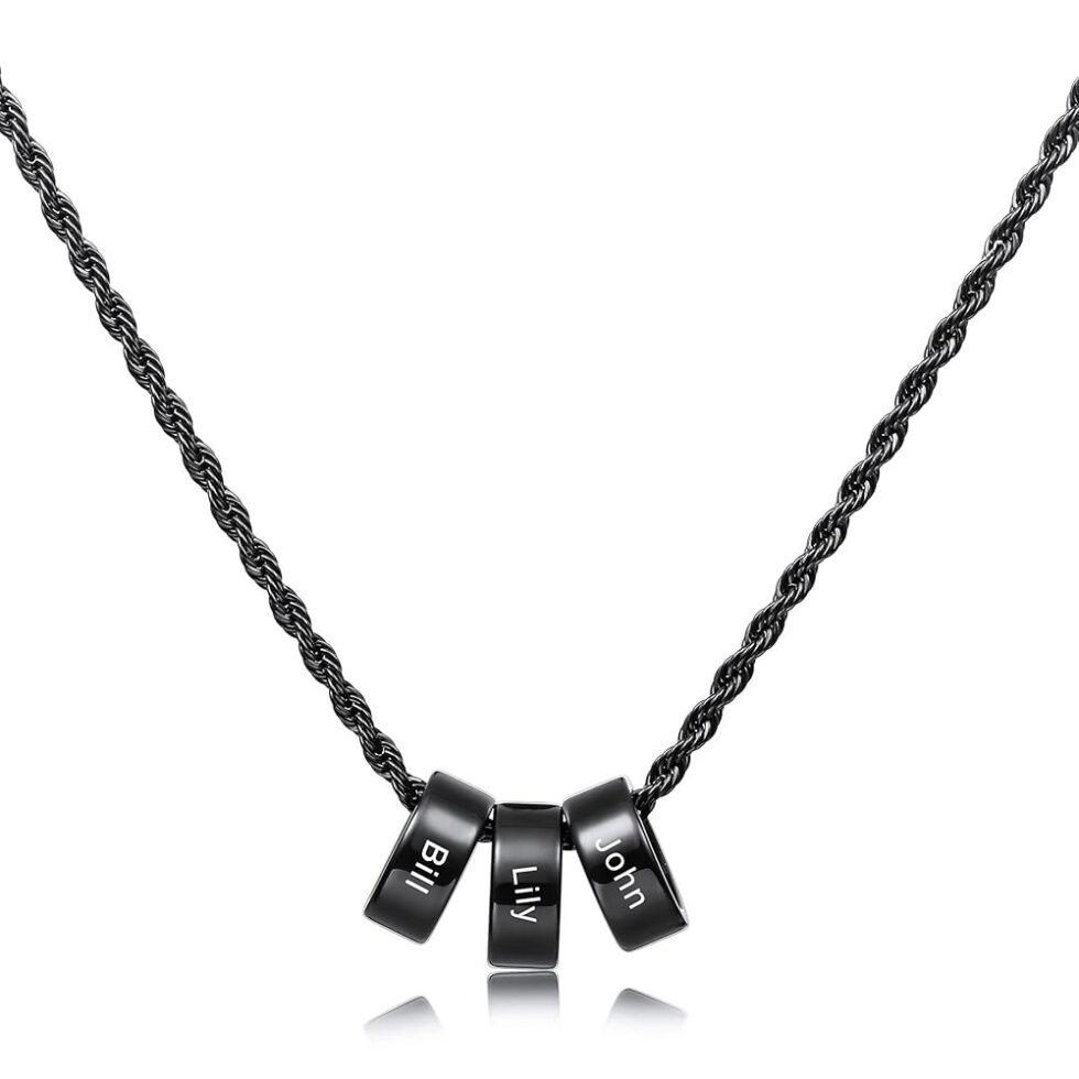 MeMeDIY Personalized Necklace 2/3/4/5/6 Charm Beads Custom Engraving Initial Name Date for Men Women Boyfriend Girlfriend Stainless Steel Adjustable Chain anniversary...
