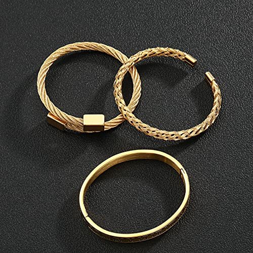 Men Bracelets Luxury Royal Crown Charm Stainless Steel Roman numerals Cuff Bangle Jewelry Gold/Silver/Black