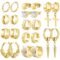 Men Earrings, Funtopia 11 Pairs Stainless Steel Small Hoop Earrings Cross Dangle Earrings Set, Fashion Huggie Earrings Piercing Jewelry for Party Birthday
