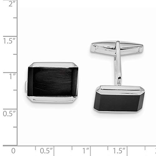 Men's 925 Sterling Silver Rectangle Onyx Cuff Links Fine Jewelry For Men Gifts For Him