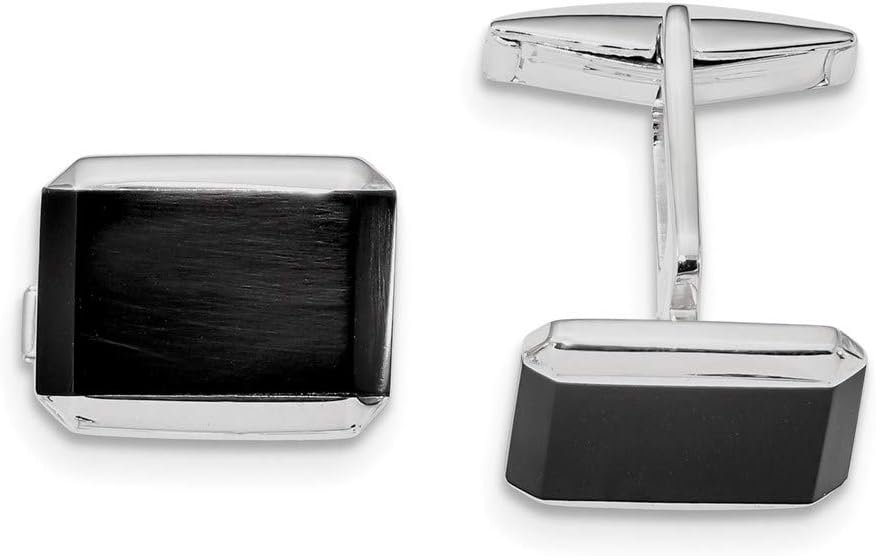 Men's 925 Sterling Silver Rectangle Onyx Cuff Links Fine Jewelry For Men Gifts For Him