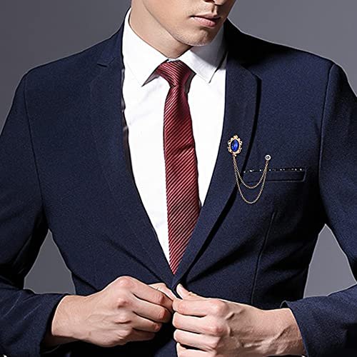 Men's Gem Brooch Lapel Pin Badge Hanging Chains Collar Brooches Pin for Career Suit Tuxedo of Shirts Tie Hat Scarf for Boyfriend Father Birthday