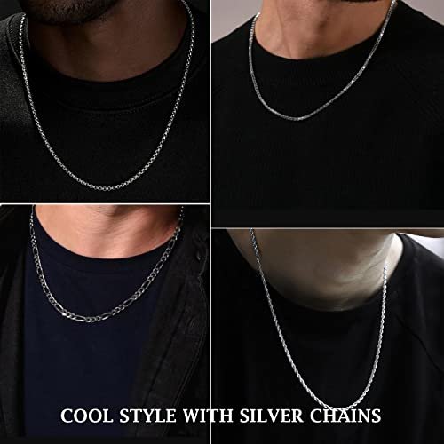 Mens Necklace Chain, 6 Pcs Men's Stainless Steel Chain Necklace Jewelry Set Gift for Men Women