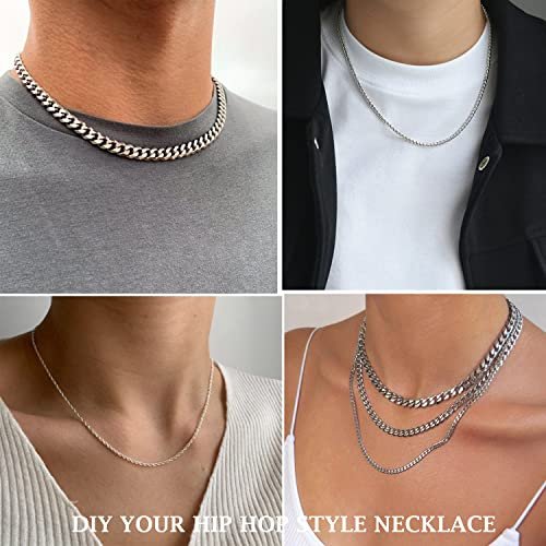 Mens Necklace Chain, 6 Pcs Men's Stainless Steel Chain Necklace Jewelry Set Gift for Men Women
