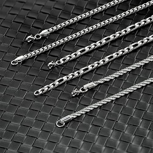 Mens Necklace Chain, 6 Pcs Men's Stainless Steel Chain Necklace Jewelry Set Gift for Men Women