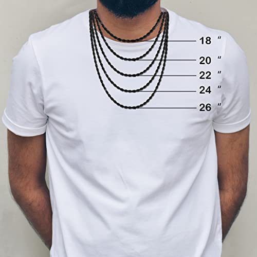 Mens Necklace Chain, 6 Pcs Men's Stainless Steel Chain Necklace Jewelry Set Gift for Men Women