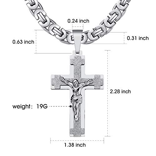 Mens Stainless Steel Silver Gold Jesus Cross Pendant Necklace Chain Bracelet Set Jewelry 45/50/55/60/65/70/75cm