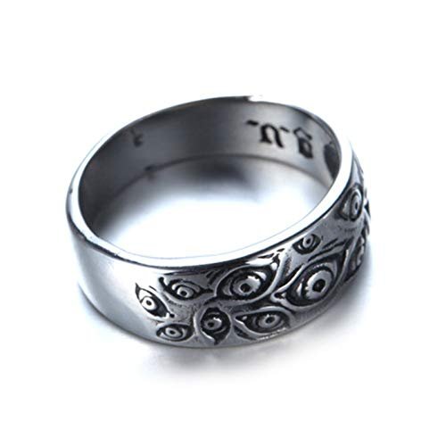 Men's Vintage Stainless Steel Engraved Eye of God Ring Black Gold Silver Tone