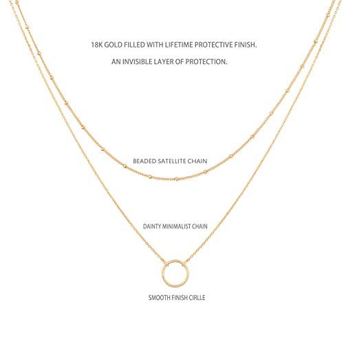 MEVECCO Layered Heart Necklace Pendant Handmade 18k Gold Plated Dainty Gold Choker Arrow Bar Layering Long Necklace for Women