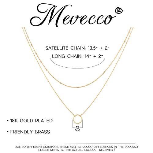 MEVECCO Layered Heart Necklace Pendant Handmade 18k Gold Plated Dainty Gold Choker Arrow Bar Layering Long Necklace for Women