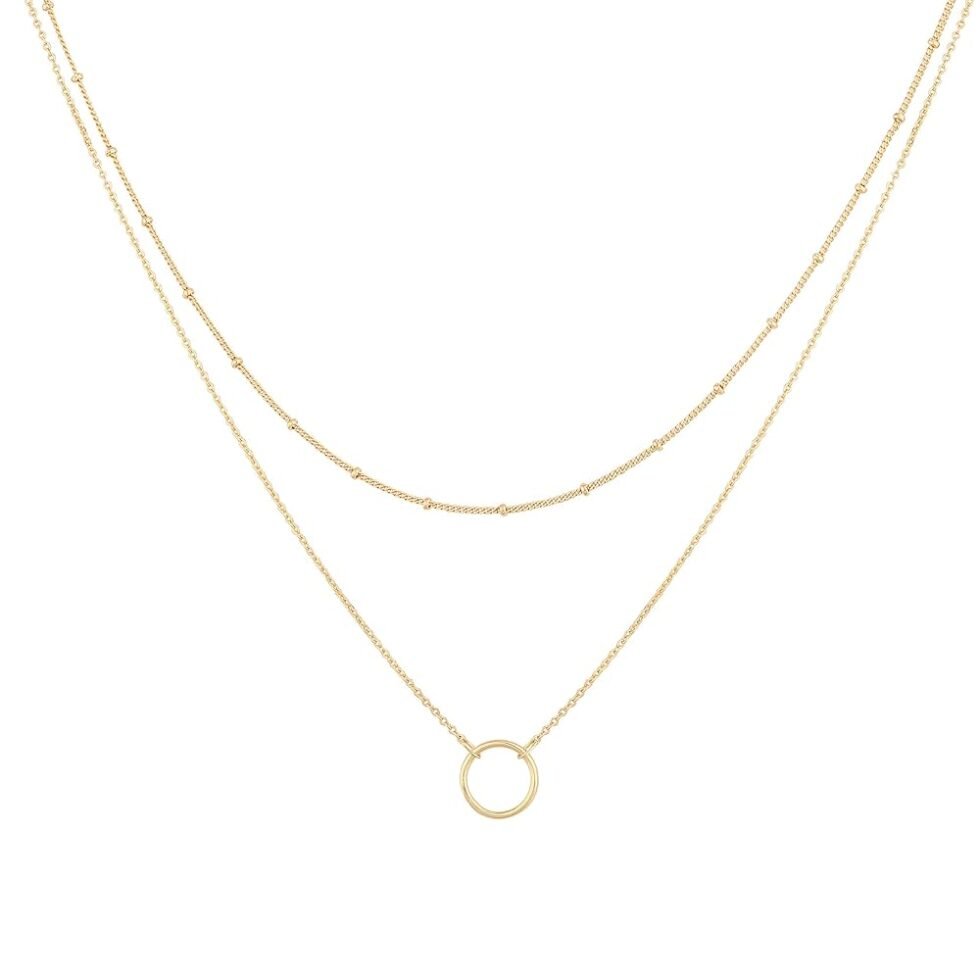 MEVECCO Layered Heart Necklace Pendant Handmade 18k Gold Plated Dainty Gold Choker Arrow Bar Layering Long Necklace for Women