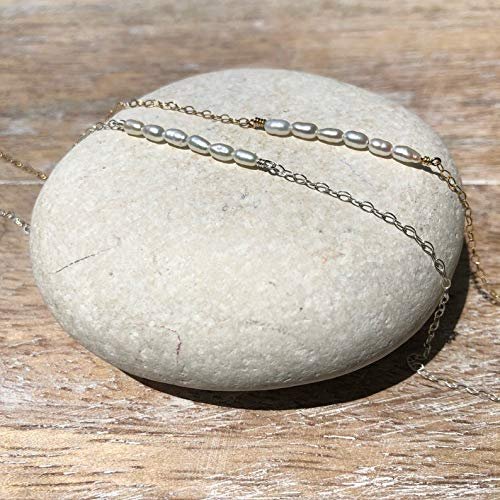 MEVECCO Women Gold Anklet Boho Delicate Handmade 18k Gold Plated Dainty Beach Pearl Foot Chain Ankle Bracelet Adjustable Wafer Anklet for Women ANK-Pearl