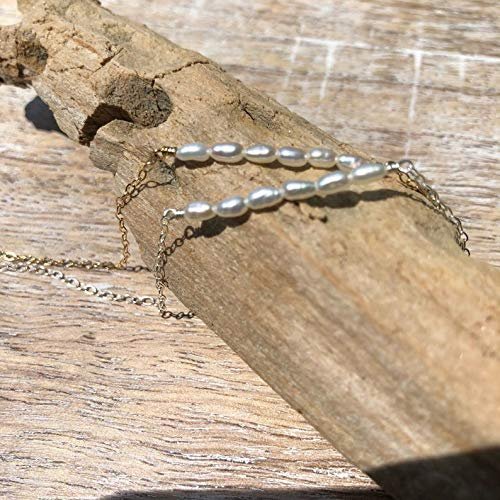 MEVECCO Women Gold Anklet Boho Delicate Handmade 18k Gold Plated Dainty Beach Pearl Foot Chain Ankle Bracelet Adjustable Wafer Anklet for Women ANK-Pearl