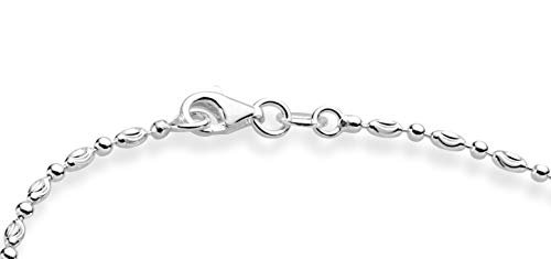 Miabella 925 Sterling Silver Diamond-Cut Oval and Round Bead Ball Chain Anklet Ankle Bracelet for Women, Made in Italy