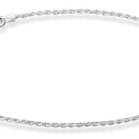 Miabella 925 Sterling Silver Solid 1.5mm Diamond-Cut Braided Rope Chain Anklet Ankle Bracelet for Women, Made in Italy