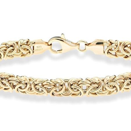 Miabella Italian 18K Gold Over Sterling Silver Byzantine Bracelet for Women, Handmade in Italy