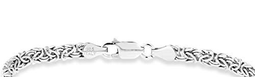 Miabella Italian 925 Sterling Silver or 18K Gold Over Silver 4mm Byzantine Link Chain Anklet Ankle Bracelet for Women, Made in Italy