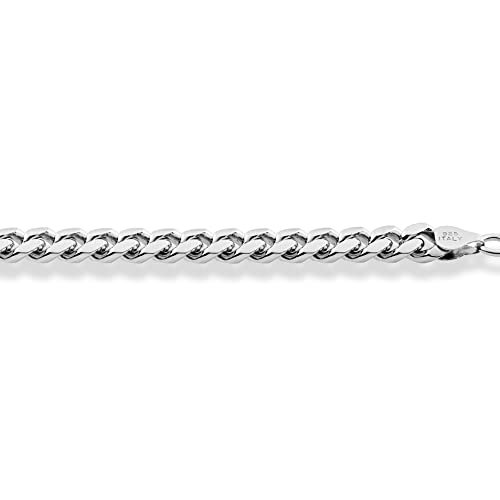 Miabella Italian Heavy 925 Sterling Silver Thick 3.2mm, 5mm, 7mm Curb Cuban Link Chain Necklace for Men Made in Italy