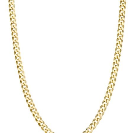 Miabella Italian Solid 18k Gold Over 925 Sterling Silver 3.5mm Diamond Cut Cuban Link Curb Chain Necklace for Women Men, Made in Italy