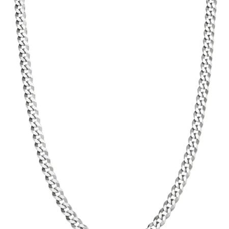 Miabella Italian Solid 925 Sterling Silver 3.5mm Diamond Cut Cuban Link Curb Chain Necklace for Women Men, Made in Italy