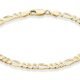 Miabella Solid 18K Gold Over Sterling Silver Italian 5mm Diamond-Cut Figaro Chain Bracelet for Women Men, 925 Made in Italy