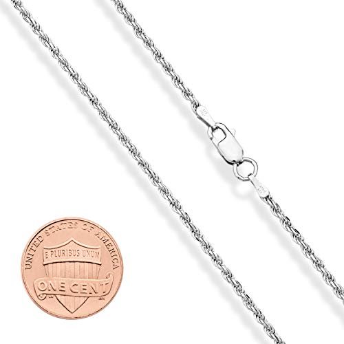 Miabella Solid 925 Sterling Silver Italian 2mm, 3mm Diamond-Cut Braided Rope Chain Necklace for Men Women, 925 Sterling Silver Made in Italy