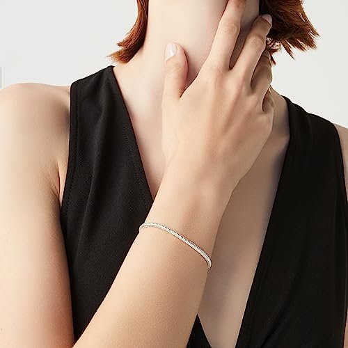 Miabella Solid 925 Sterling Silver Italian 3mm Snake Chain Bracelet for Women Men, Charm Bracelet, Made in Italy
