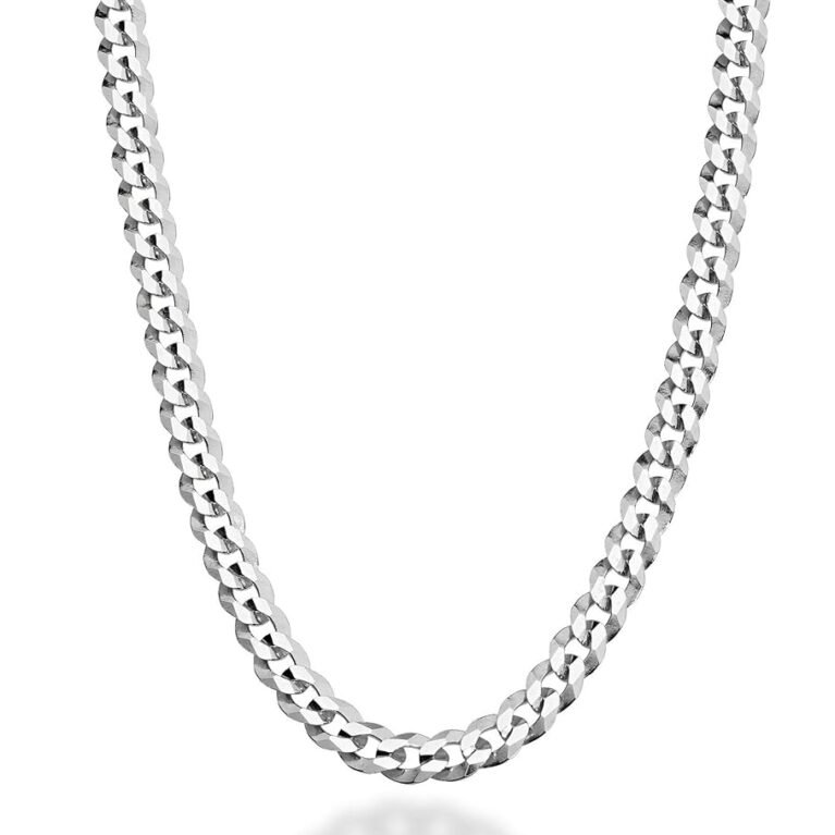 Miabella Solid 925 Sterling Silver Italian 5mm Diamond Cut Cuban Link Curb Chain Necklace for Women Men, Made in Italy