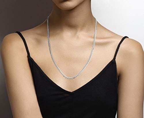 Miabella Solid 925 Sterling Silver Italian 5mm Diamond Cut Cuban Link Curb Chain Necklace for Women Men, Made in Italy