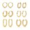 MIDEEO Gold/Silver Chunky Hoop Earrings Set for Women, 14K Gold Plated Twisted Huggie Hoop Earring Hypoallergenic Thick Open Lightweight Chunky Hoop Earrings Jewelry for Gifts