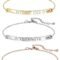 MignonandMignon Gold Name Bar Engraved Bracelet Personalized Mother's Day Gift for Women Handmade Friendship Anniversary Bridesmaid Wedding Jewelry Birthday Graduation -12BR