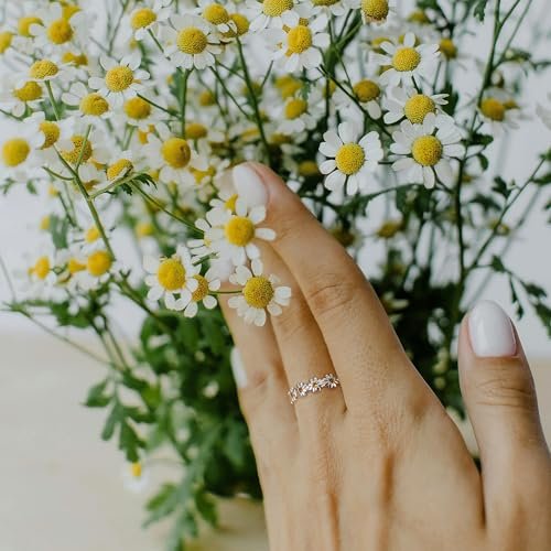 MILACOLATO 925 Sterling Silver Ring 18K Gold Plated Daisy Flower Ring Paved with Coloful Cubic Zirconia High Polished Comfort Fit Sunflower Stacking Statement Wedding Band Ring...