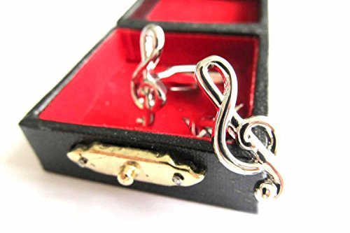 Miniblings Violinschlüssel Notenschlüssel Manschettenknöpfe Knöpfe + Box Musik - Herrenschmuck Manschettenknopf Cufflinks Hemdknöpfe I Holzbox inklusive