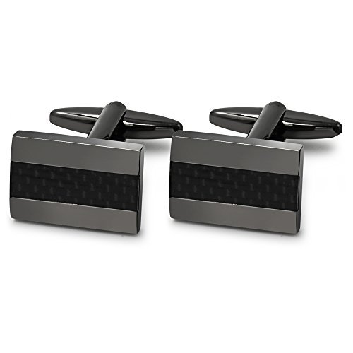 Mr.Van Handcrafted Carbon Fiber Cufflinks Rhodium Plated Cuff Links Set Business Christmas Gift