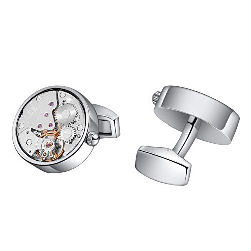 Mr.Van Watch Movement Cufflinks Silver Vintage Steampunk For Men's Father's Day Deluxe Gift