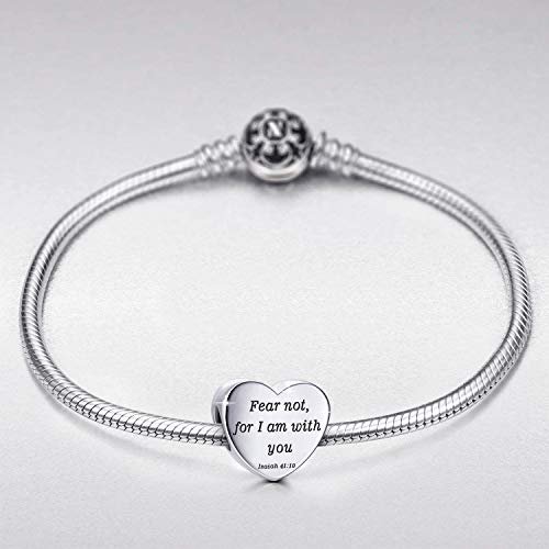 MUERDOU Heart Charm Fit Charms Bracelet Christian Bible Verse Charm Prayer Faith Religious Jewelry Gifts for Women