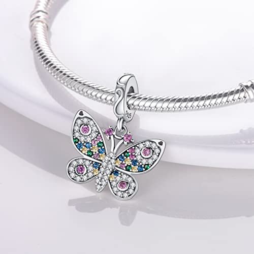 MULA 925 Sterling Silver Charms for Bracelets and Necklaces Airplane Passport Dangle Pendants Beads Butterfly Dragonfly Charms Jewelry Charm for Women