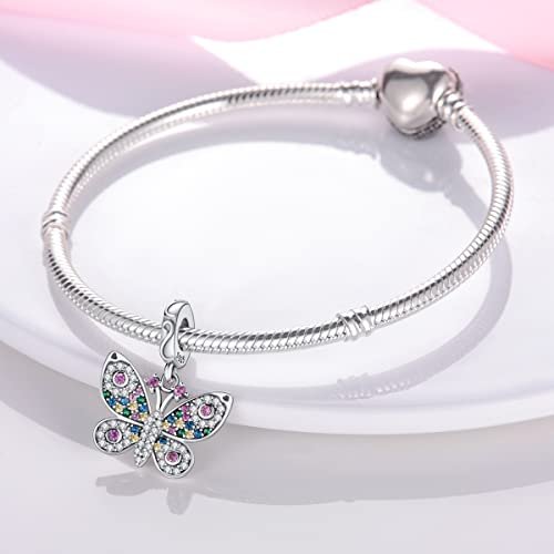 MULA 925 Sterling Silver Charms for Bracelets and Necklaces Airplane Passport Dangle Pendants Beads Butterfly Dragonfly Charms Jewelry Charm for Women